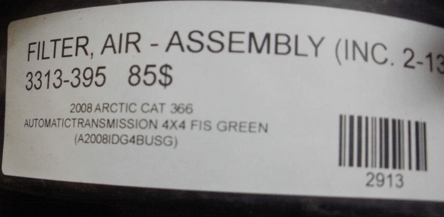 2008 ARCTIC CAT 366 4X4 FILTER, AIR-ASSEMBLY 3313-395
