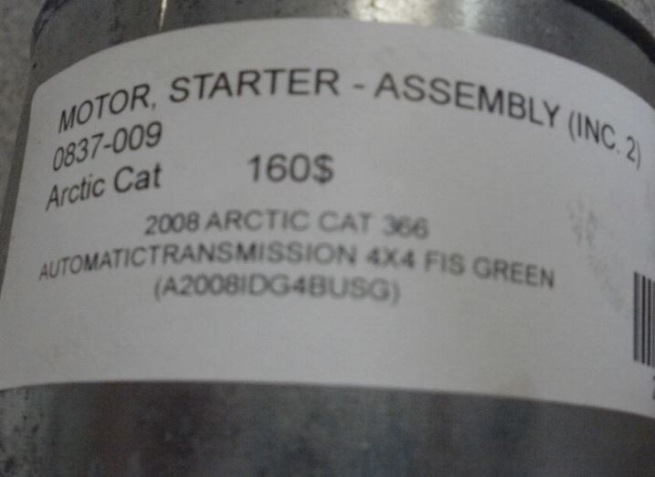 2008 ARCTIC CAT 366 4X4, MOTOR STARTER-ASSEMBLY 0837-009