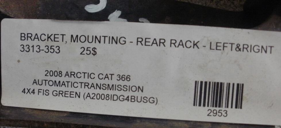 2008 ARCTIC CAT 366 4X4 BRACKET,MOUNTING-REAR RACK-LEFT&RIGHT 3313-353