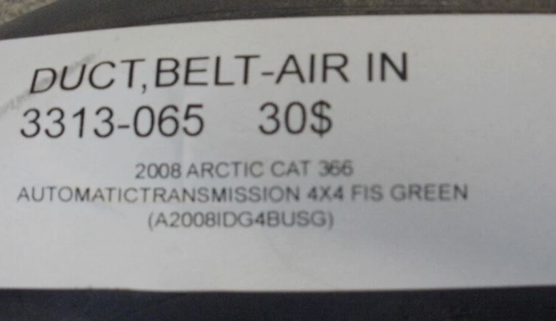 2008 ARCTIC CAT 366 4X4, DUCT, BELT-AIR IN 3313-065