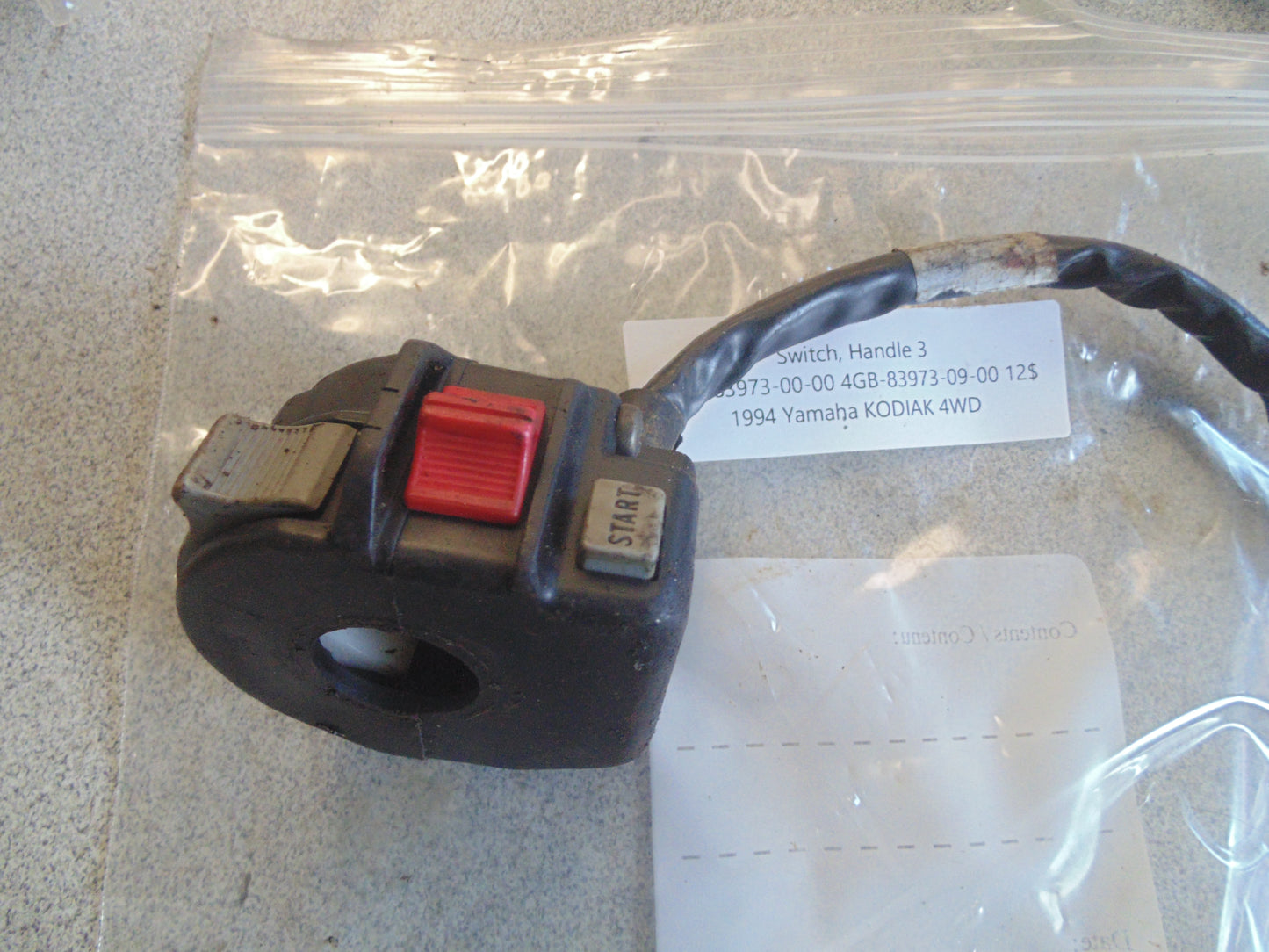 1994 YAMAHA KODIAK 4WD SWITCH HANDLE 3 4GB-83973-00-00 4GB-83973-09-00