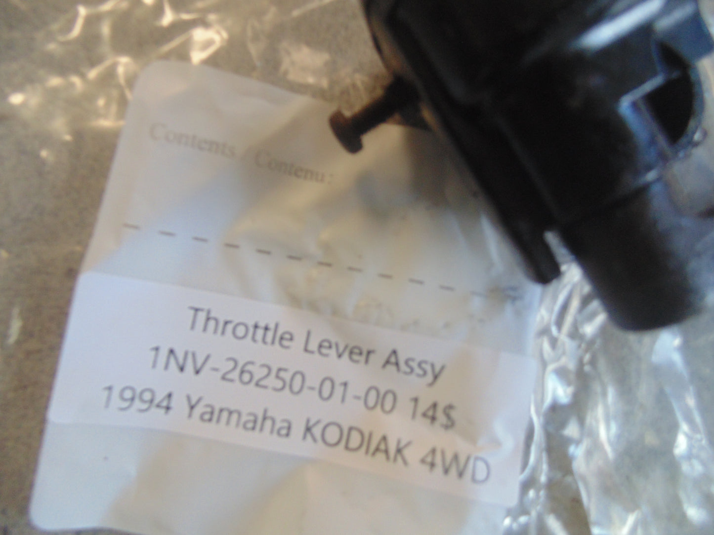 1994 YAMAHA KODIAK 4WD THROTTLE LEVER ASSY 1NV-26250-01-00
