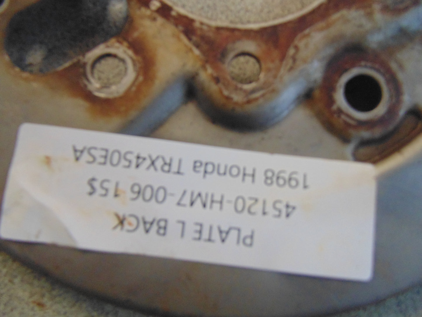 1998 HONDA TRX450ESA PLATE L BACK 45120-HM7-006
