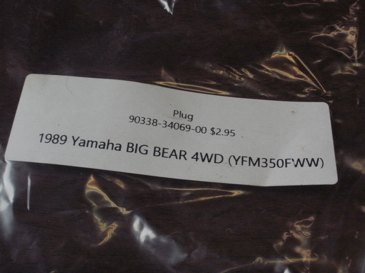 1989 Yamaha BIG BEAR 4WD (YFM350FWW) PLUG 90338-34069-00