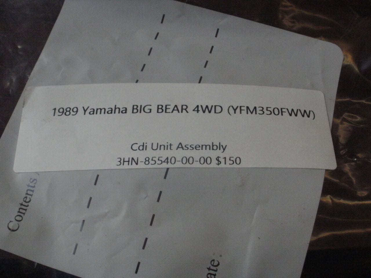 1989 Yamaha BIG BEAR 4WD (YFM350FWW) CDI UNIT ASSEMBLY 3HN-85540-00-00