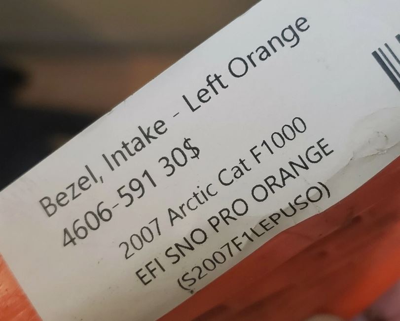 ARCTIC CAT F1000 2007 EFI SNO PRO ORANGE BEZEL INTAKE LEFT 4606-591