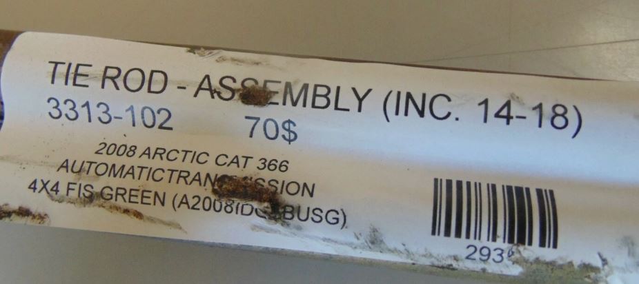 2008 ARCTIC CAT 366 4X4 FIS GREEN TIE ROD ASSY 3313-102