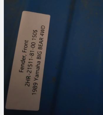 1989 Yamaha BIG BEAR 4WD Fender, Front 2HR-21511-81-00