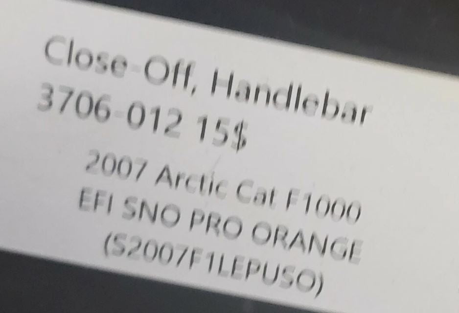 ARCTIC CAT F1000 2007 EFI SNO PRO ORANGE CLOSE OFF HANDLEBAR 3706-012