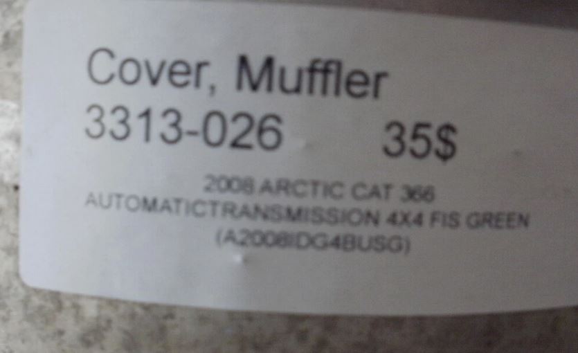 2008 ARCTIC CAT 366 4X4 COVER,MUFFLER 3313-026