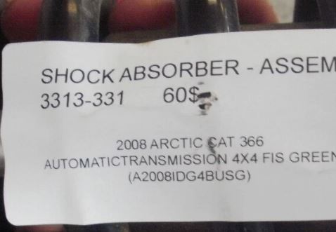 2008 ARCTIC CAT 366 4X4, SHOCK ABSORBER-ASSEMBLY-BLACK 3313-331