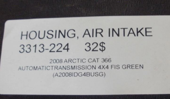 2008 ARCTIC CAT 366 4X4 HOUSING,AIR INTAKE 3313-224
