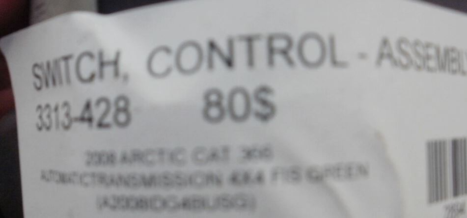 2008 ARCTIC CAT 366 4X4 SWITCH, CONTROL-ASSEMBLY 3313-428