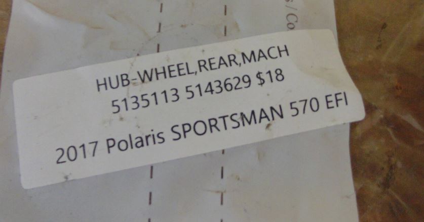2017 POLARIS Sportsman 570 HUB WHEEL REAR MACH 5135113 5143629