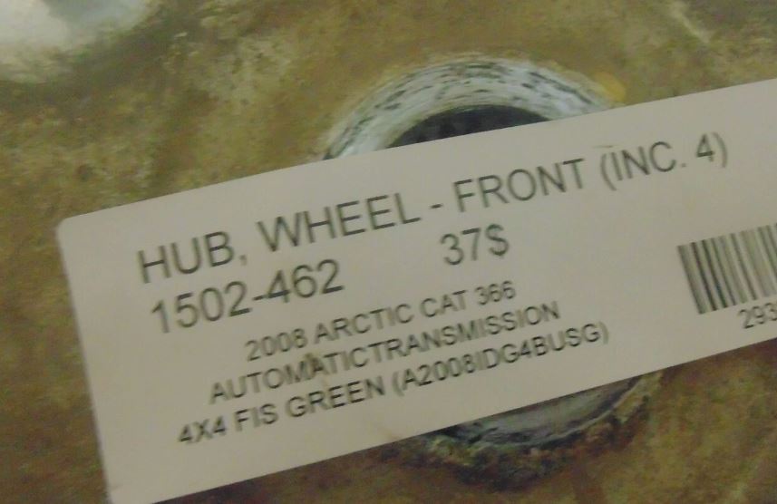 2008 ARCTIC CAT 366 AUTO TRANSMISSION 4X4 FIS GREEN HUB WHEEL FRONT 1502-462