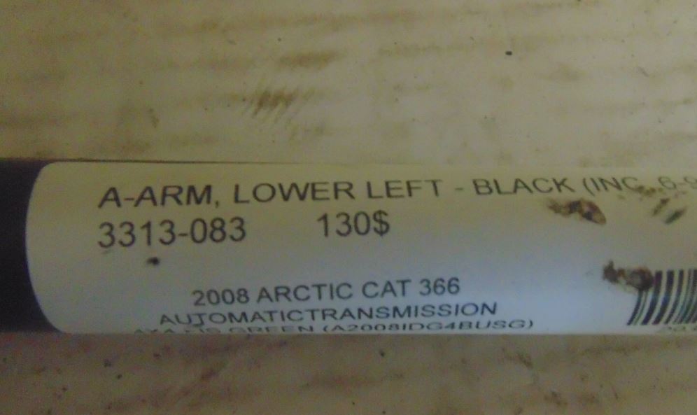 2008 ARCTIC CAT 366 AUTO TRANSMISSION 4X4 FIS A ARM LOWER LEFT BLK 3313-083