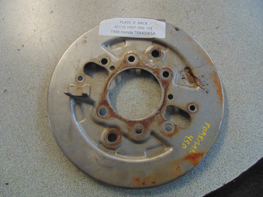1998 HONDA TRX450ESA PLATE R BACK 45110-HM7-006