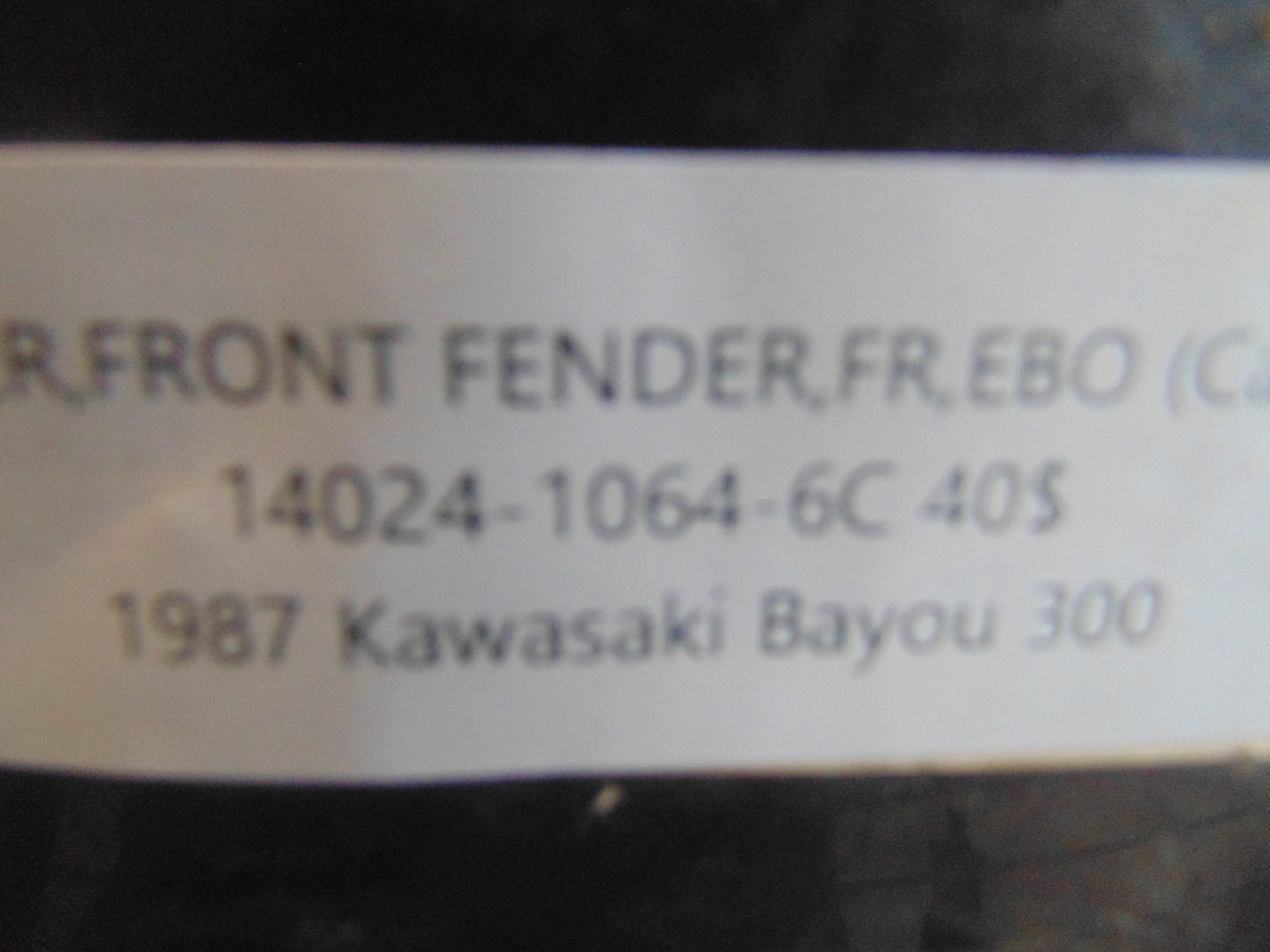 1987 KAWASAKI BAYOU 300 COVER FRONT FENDER FR EBO 14024-1064-6C