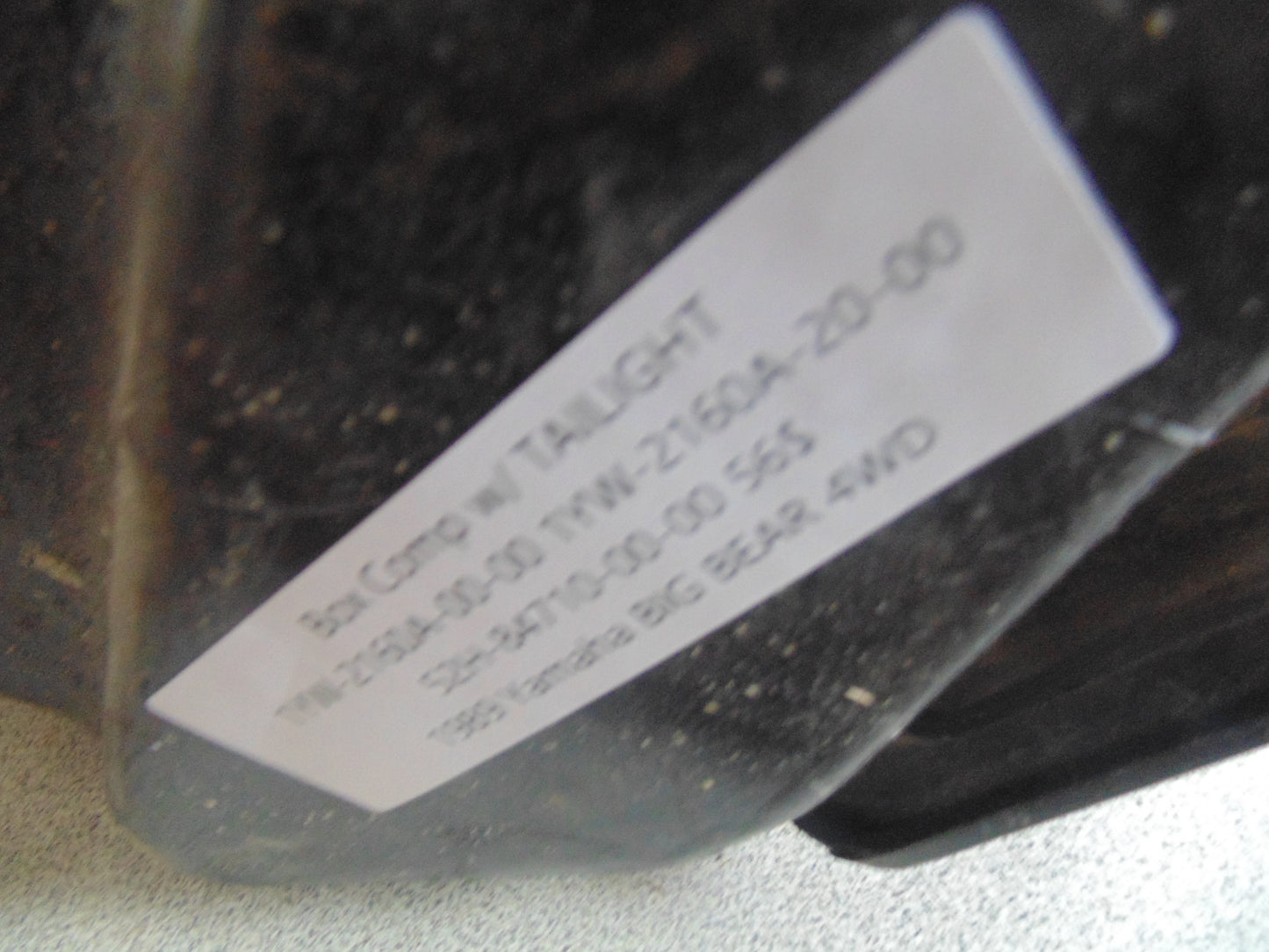 1989 Yamaha BIG BEAR 4WD Box Comp w/ TAILIGHT 1YW-2160A-00-00 1YW-2160A-20-00 52H-84710-00-00