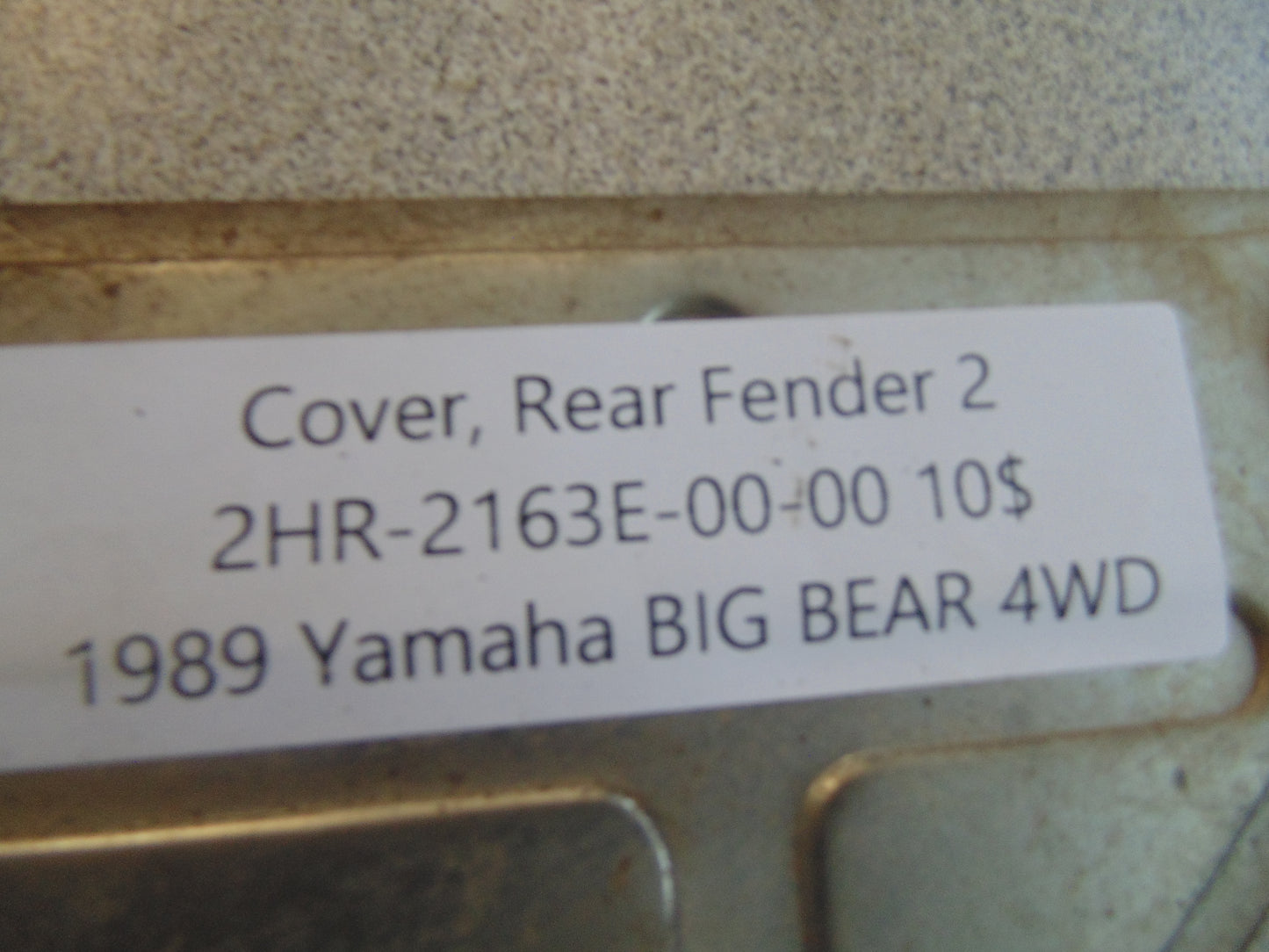 1989 Yamaha BIG BEAR 4WD COVER REAR FENDER 2 2HR-2163E-00-00