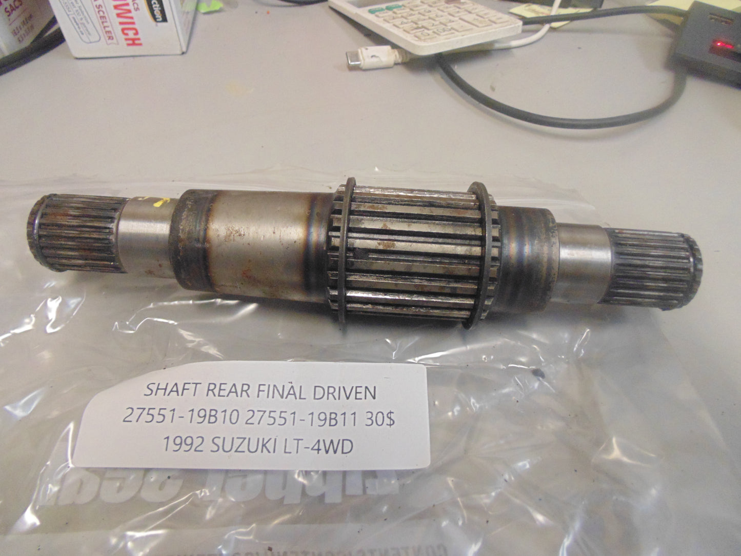 1992 SUZUKI LT-4WD SHAFT REAR FINAL DRIVEN 27551-19B11