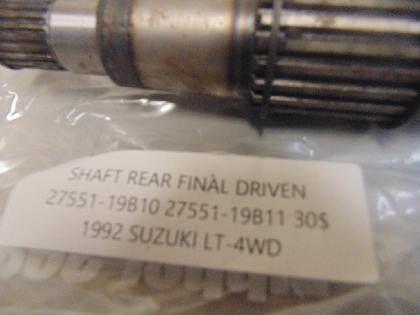 1992 SUZUKI LT-4WD SHAFT REAR FINAL DRIVEN 27551-19B11
