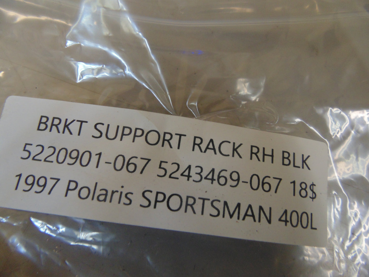 1997 POLARIS SPORTSMAN 400L BRKT SUPPORT RACK RH BLK 5220901-067 5243469-067
