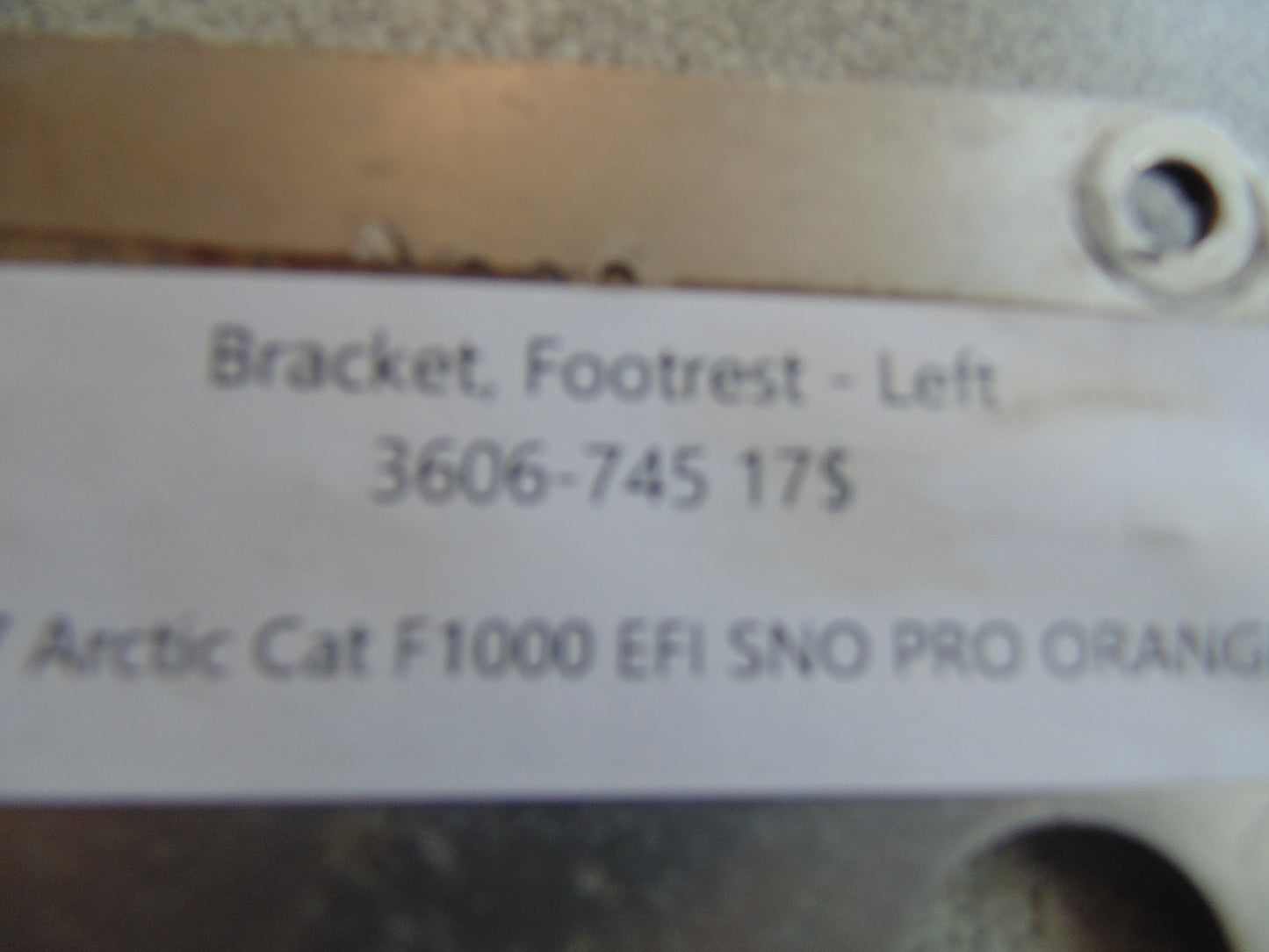 2007 ARCTIC CAT F1000 EFI SNO PRO ORANGE BRACKET FOOTREST LEFT 3606-745
