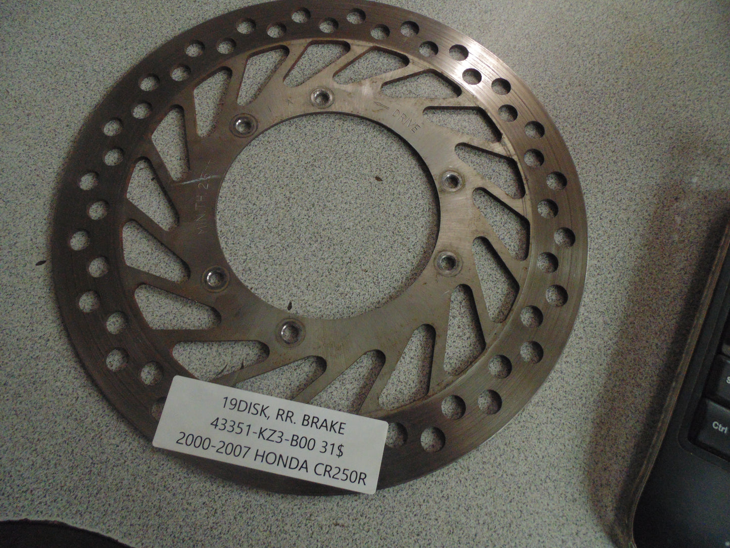 2000-2007 HONDA CR250R 19DISK, RR. BRAKE 43351-K23-B00