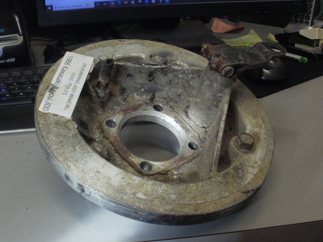 1986 KAWASAKI BAYOU 300 DRUM RR PANEL ASSY BRAKE RR L 41035-1198