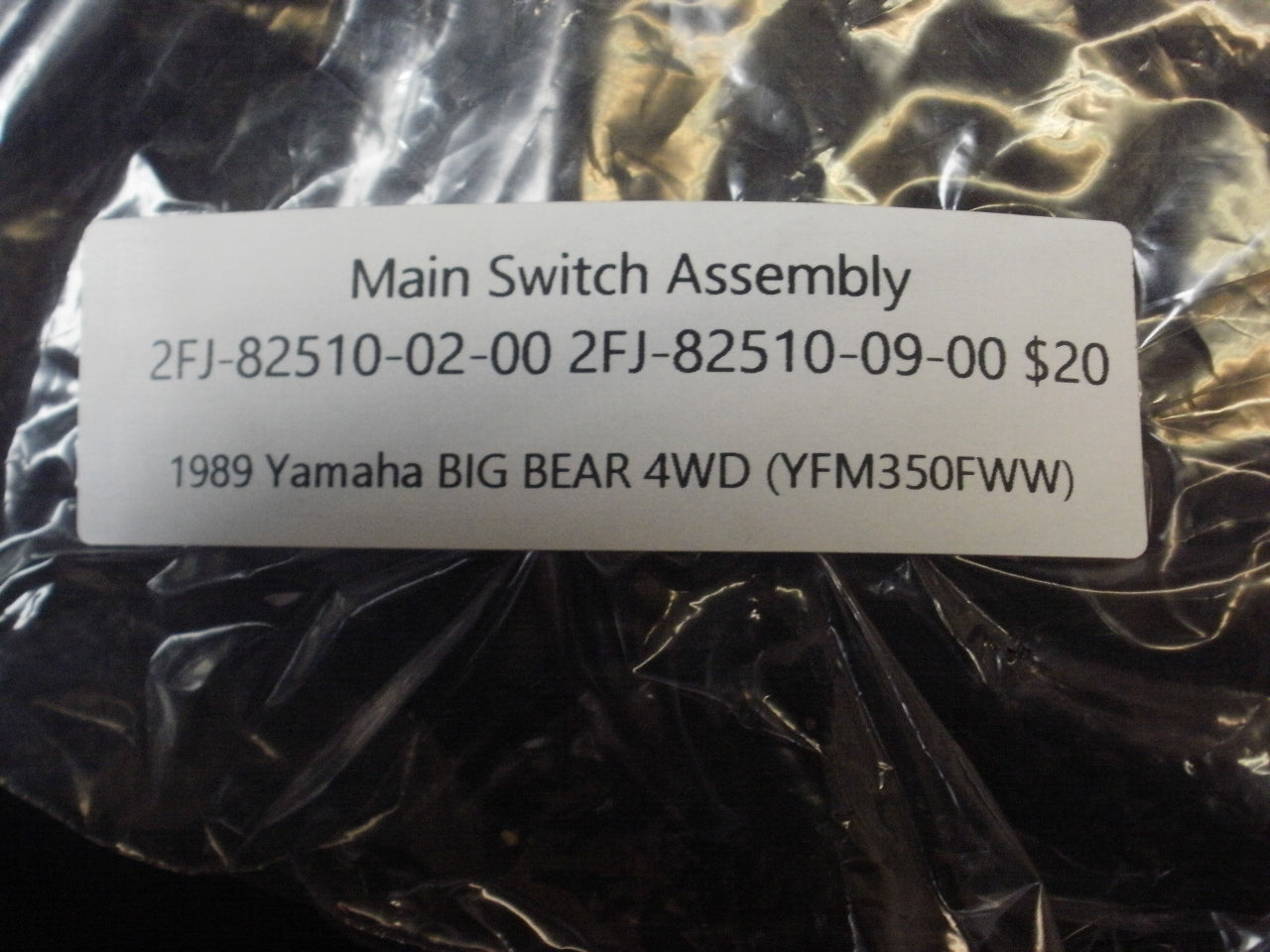 1989 Yamaha BIG BEAR 4WD (YFM350FWW) MAIN SWITCH ASSEMBLY 2FJ-82510-09-00