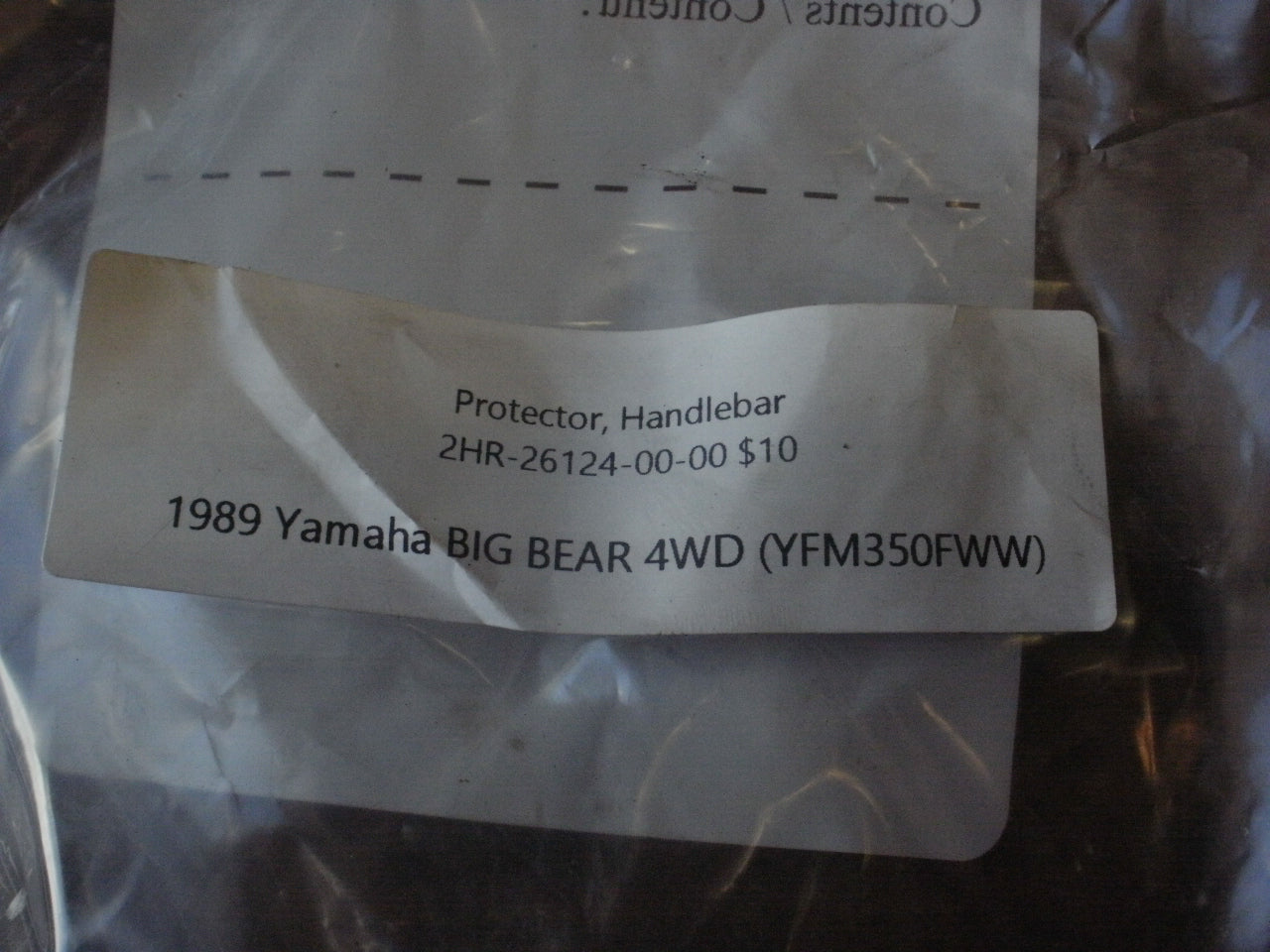 1989 Yamaha BIG BEAR 4WD (YFM350FWW) PROTECTOR, HANDLEBAR 2HR-26124-00-00