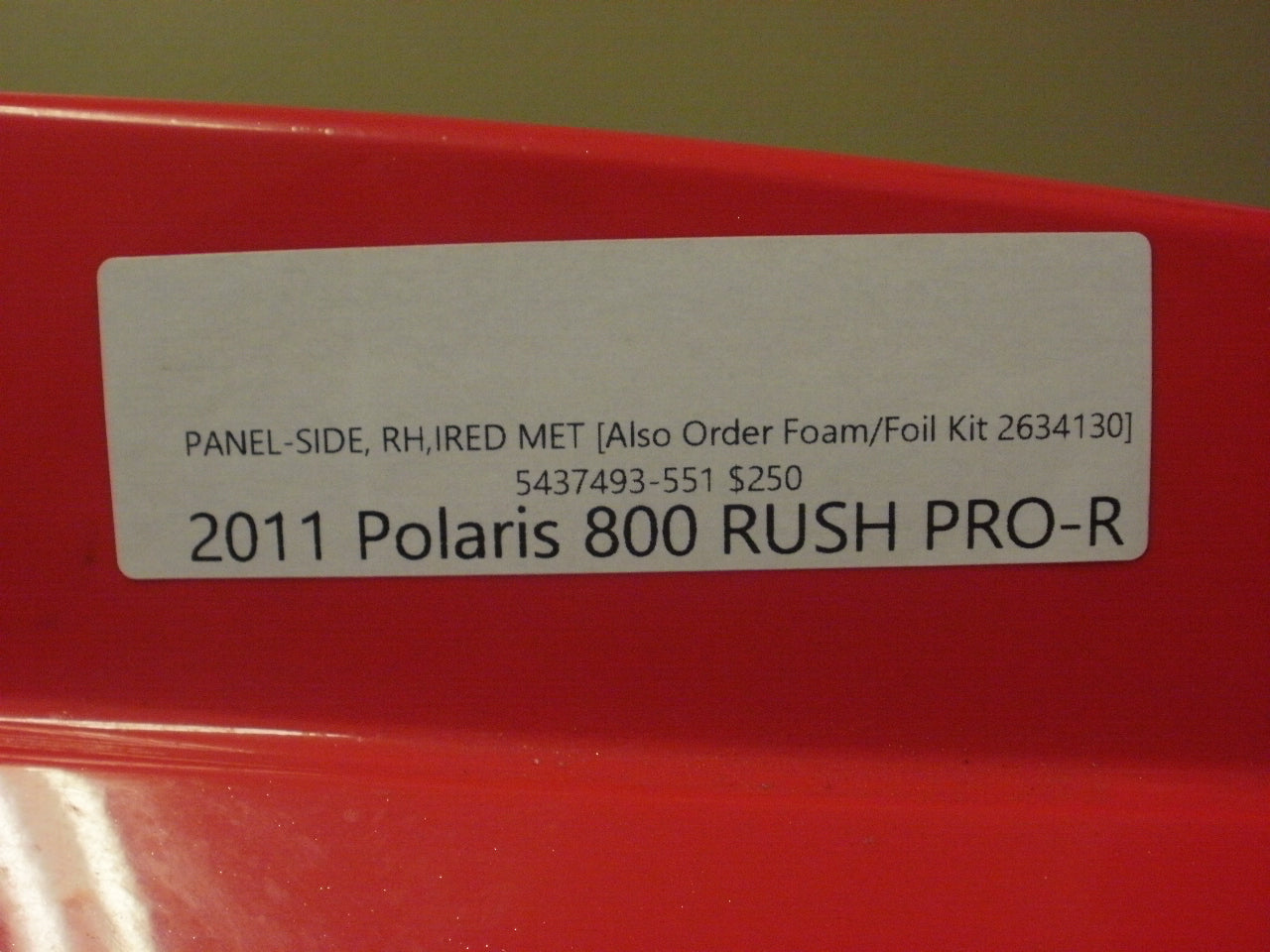 2011 Polaris 800 RUSH PRO-RPANEL-SIDE, RH,IRED MET 5437493-551